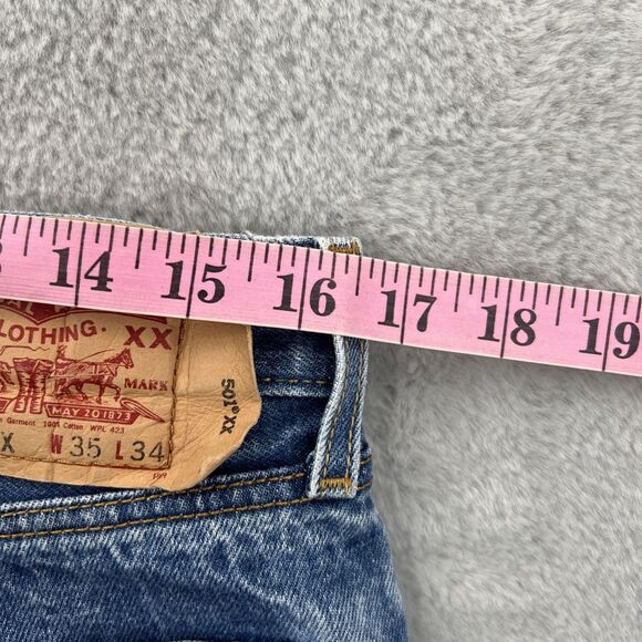 Vintage Levis 501 XX Jeans Mens 35x34 Blue Straight Skater Grunge Punk Retro Y2K - Picture 7 of 16